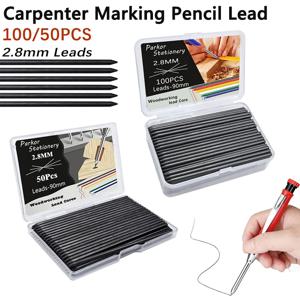 50/100 개/상자 2.8mm 2B 목공 연필 교체 리드 리필, 건설 엔지니어 도구 용 목수 마킹 액세서리
