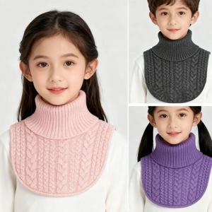 어린이용 가짜 칼라 스카프 따뜻한 터틀넥 넥 워머 탈부착 가능 겨울 방풍 패션 가짜 스카프 하이넥 칼라