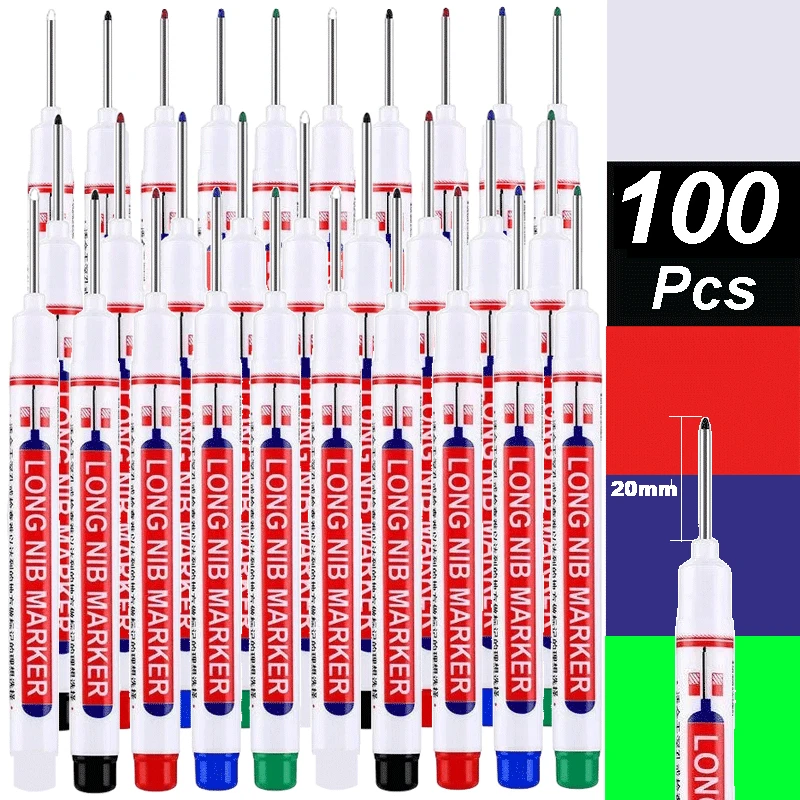 4-100개 2cm 방수 롱 헤드 마커 금속용 딥 홀 마커 펜 레드/블랙/블루/그린/화이트 목공 도구