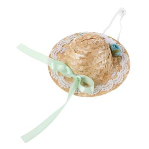 미니 밀짚모자 작은 솜브레로 리본 꽃 미니어처 직조 모자 인형의 집 공예 용품 장식 요소