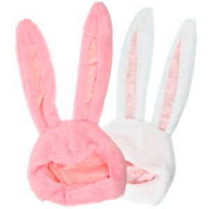 2pcs 토끼 귀 모자 토끼 귀 파티 의상 액세서리 핑크 화이트 동물 모자 축제 카니발 댄스 공연 사진 소품