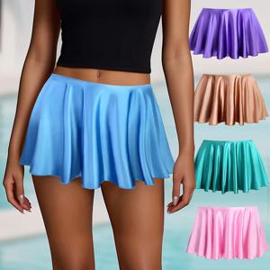 여성 섹시한 스커트 부드럽고 꽉 미니 스커트 반짝 이는 광택 플리츠 스커트 발레 엉덩이 미니 스커트 Clubwear 비치 드레스 수영복