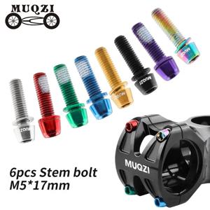 MUQZI 6pcs M5x17mm 스테인레스 스틸 자전거 줄기 볼트 (와셔 포함), MTB 도로 자갈 자전거 용 고강도 부식 방지