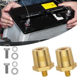 배터리 폴 어댑터 황동 배터리 터미널 커넥터, M6 스레드 포지티브 네거티브 배터리 포스트 커넥터 터미널 어댑터, 1 쌍
