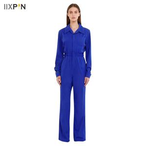 여성용 캐주얼 점프수트, 긴 소매, 턴다운 칼라, 단추 플랩 롬퍼, 패션 작업, 여행 휴가 홈웨어, 단색