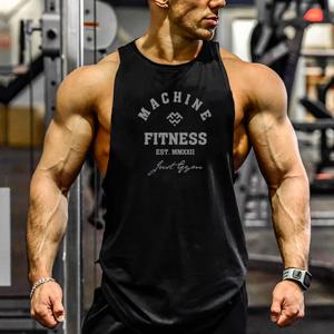 기계 피트니스 그냥 체육관 보디 빌딩 탱크 탑 남성 운동 조끼 코튼 민소매 셔츠 조깅 의류 근육 스트링거 싱글