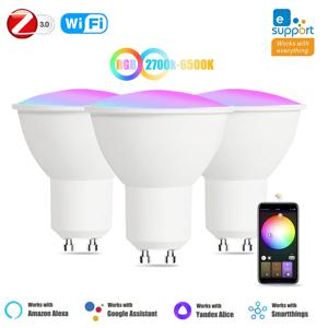 EWelink GU10 스마트 지그비 Wifi Led 전구 5W GU10 RGB CW WW 스포트라이트 램프 Alexa Google Yandex Alice Smartthings 1-6pcs