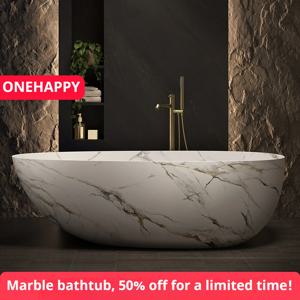대리석 질감의 독립형 욕조, 인조석 계란형 2인용 욕조, 모던한 타원형 욕조 (마스터 욕실 및 호텔용)
