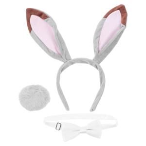 3Pcs 부활절 토끼 귀 머리띠 세트 토끼 귀 나비 넥타이 꼬리 부활절 파티 축하 코스프레를위한 축제 의상 액세서리
