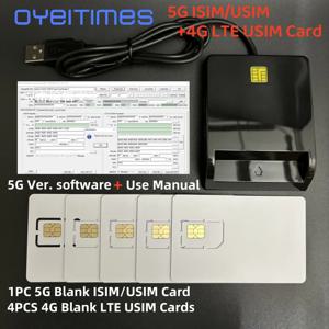 OYEITIMES SIM 카드 리더기 + 4PCS 2FF/3FF/4FF 프로그래밍 가능한 빈 4G LTE USIM 카드 빈 5G ISIM USIM 카드 + 4.2.11 Ver. 소프트웨어
