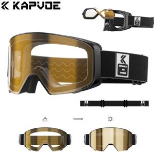 Kapvoe Photochromic Snow Goggles 남성용 스키 고글 스노우 보드 여성용 안개 방지 마스크 UV400 보호 안경 Snowmobile Winter