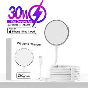 애플 Magsafe 원래 무선 충전기 아이폰 16 15 14 13 12 11 프로 맥스 X XS XR 8 플러스 고속 충전 타입 C 충전 번개 케이블