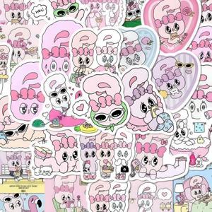 55개 만화 에스더 스티커 귀여운 토끼 창의적인 독립 절단 스티커 물컵 데스크탑 전화 케이스 DIY 장식 장난감