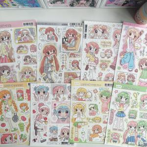 1/8PCS 한국 귀여운 만화 소녀 캐릭터 스티커 핸드 어카운트 다이어리 스크랩북 DIY 장식 만화 방수 스티커
