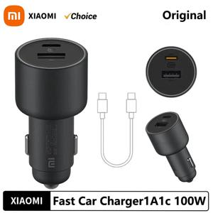 Xiaomi Mi 차량용 충전기 100W MAX 1A1C 고속 충전 듀얼 포트 USB-A USB-C 스마트 장치 조명 효과 디스플레이와 완벽하게 호환 가능