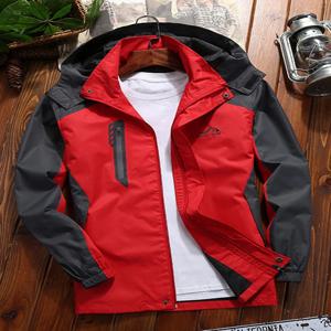캐주얼 루즈핏 얇은 봄 가을 남성용 재킷 아웃도어 등산 방풍 방수 폴리에스터 원단 긴팔 지퍼 클로저 재킷