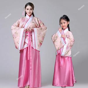 Hanfu 어린이 중국 의류 어린이 꽃 소녀 전통 무대 드레스 여성 댄스 드레스 성인 요정