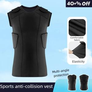 남성용 축구 농구 페인트볼 사이클링 패딩 조끼, 가슴 보호대 내장 압박 셔츠