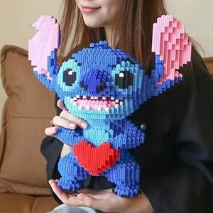 디즈니 스티치 빌딩 블록 세트(성인용) - 애니메이션 수집용 모델 키트, 생일/크리스마스 전시용 미니 브릭 선물