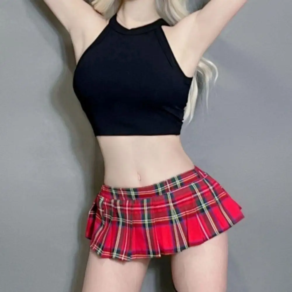 섹시한 여학생 울트라숏 JK 유니폼 스커트 일본식 플리츠 체크 스커트 코스프레 의상 스커트 학생복 클럽웨어 미니 스커트