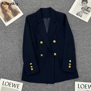 여성용 더블 브레스트 블레이저, 영국 스타일 미니멀리스트 루즈 코트, 템퍼 트렌디 용수철 가을 공식 외투, 새로운 스트리트웨어