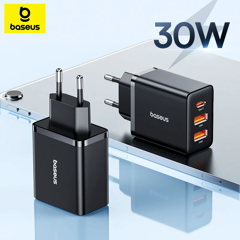 Baseus 30W USB 유형 C 충전기 전화 충전기 PD iPhone15 용 빠른 충전 14 13 12 Pro Max QC3.0 Samsung Xiaomi 용 고속 충전