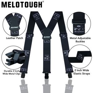 MELOTOUGH 남성용 멜빵 2 인치 와이드 탄성 Y 백 멜빵 남성용 바지 용 강력한 클립이있는 헤비 듀티 멜빵
