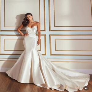 맞춤형 섹시 웨딩드레스, 스윗하트 칼라, 민소매 머메이드 드로테일, 여성용 웨딩드레스 amanda novias
