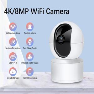 네이 8MP 4K PTZ WiFi 보안 카메라 가정용 실내 10배 디지털 줌 카메라 AI 자동 추적 CCTV 베이비 모니터