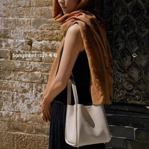 송몬트 식료품 가방 중형 소형 신형 스냅 클로저 시리즈 소가죽 대용량 핸드헬드 버킷백 여성 다용도