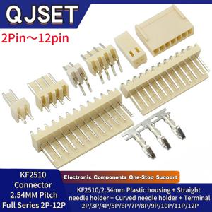 50개 KF2510 커넥터 2.54mm 피치 2P-12핀 직선/곡선 수컷 암컷 소켓 하우징 플러그 핀 헤더 크림프 터미널 KF-2510