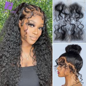 여성용 곱슬 HD 레이스 아기털 가장자리 줄무늬 인모, 재사용 가능한 스위스 레이스 헤어라인, 자연스러운 색상, 4 개