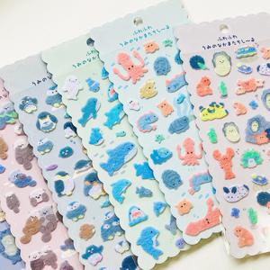 3 개 크리 에이 티브 동물 상어 랍스터 펠트 헝겊 Kawaii 장식 스티커 Scrapbooking Diy 저널링 귀여운 편지지 일기 스티커