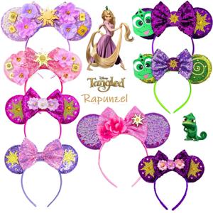 Mikcey 마우스 공주 머리띠 귀 어린이를위한 라푼젤 헤어 밴드 여성 매직 헥사 그램 헤어 액세서리 소녀 스팽글 활 모자를 쓰고 있죠