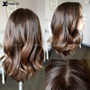 180% 밀도 부드러운 다크 다크 브라운 바디 웨이브 5x5 실크 베이스 접착제 없는 인모 가발, 아기 머리, HD 레이스 360 풀 레이스 가발, 미리 뽑은