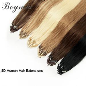 Boymia Microlink 헤어 익스텐션 8D 천연 인간 헤어 익스텐션 50pcs 0.6g/s 소녀를위한 마이크로 비즈 실리콘 나노 링 헤어