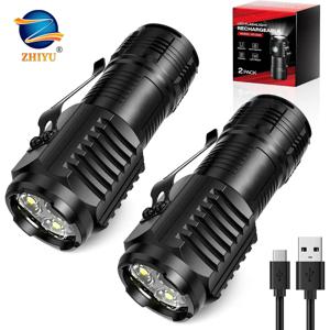 휴대용 미니 LED 손전등 강력한 손가락 끝 토치 야외 방수 하이킹 캠핑 플래시 라이트 펜 클립 포함