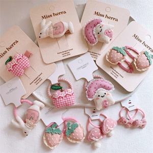 여아용 만화 버섯 헤어 클립 핑크 헤어핀 아기 사이드 클립 귀여운 인형 헤어 액세서리 어린이 헤어 타이 여아 포니테일 홀더