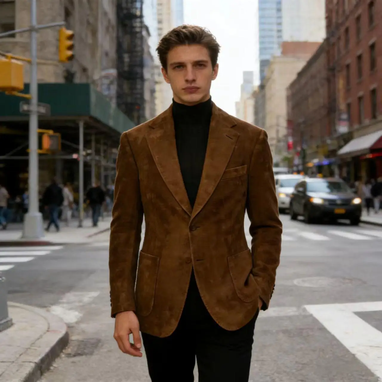 우아한 남성용 스웨이드 블레이저 노치 라펠 슬림핏 포멀 캐주얼 수트 재킷 고급 비즈니스 웨딩 데일리웨어 파티