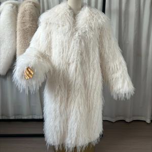 인조 모피 여성 롱 코트 재킷 캐주얼 코트 두꺼운 따뜻한 Y2K 스트리트웨어 재킷 우아한 작업복 아우터웨어 가을 겨울 2025