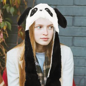 판다 귀 움직이는 모자 어린이 소녀 여성 귀여운 코스프레 파티 의상 따뜻하고 편안한 조절 가능한 모자