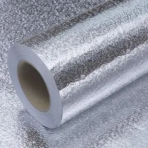 주방 캐비닛 오일 방지 고온 스토브 방수 그릴 타일 벽 스티커 알루미늄 호일 알루미늄 호일 벽지