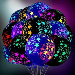 생일 축하 네온 글로우 풍선 블랙라이트 형광 풍선 네온 생일 글로우 80년대 90년대 테마 파티 장식