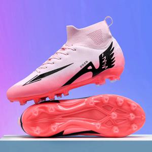 새로운 남자 축구 신발 야외 높은 발목 미끄럼 방지 스포츠 신발 초경량 실내 축구 부츠 고품질 풋살 미끄럼 방지