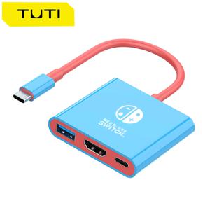 TUTI Type-C to HDMI 어댑터 휴대용 TV 어댑터 (USB3.0 포트 포함) 스팀 덱, 닌텐도 스위치 TV 화면 캐스팅용 4K/30HZ