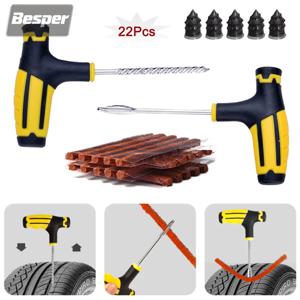 도로변 타이어 구조 키트 - 자가 가황 플러그 및 T-핸들 도구 (자동차/SUV용), 타이어 펑크 수리 (탈착 불필요)
