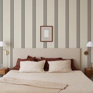 미드 센추리 모던 스트라이프 필앤스틱 벽지, 또는 전통적인 블랙 및 아이보리 클래식 벽지, 우아한 라인 벽 장식, 셀