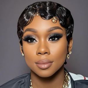 레트로 핑거 웨이브 브라질리언 레미 인모 13x4 레이스 프론탈 워터 웨이비 픽시 가발 (여성용) 150% 밀도 오션 딥 웨이브 가발