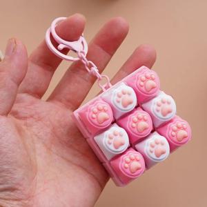 9키 키보드 키 장난감 고양이 발바닥 손가락 버튼 스트레스 해소 장난감 기계식 키보드 키캡 키체인 사무실 스트레스 해소용