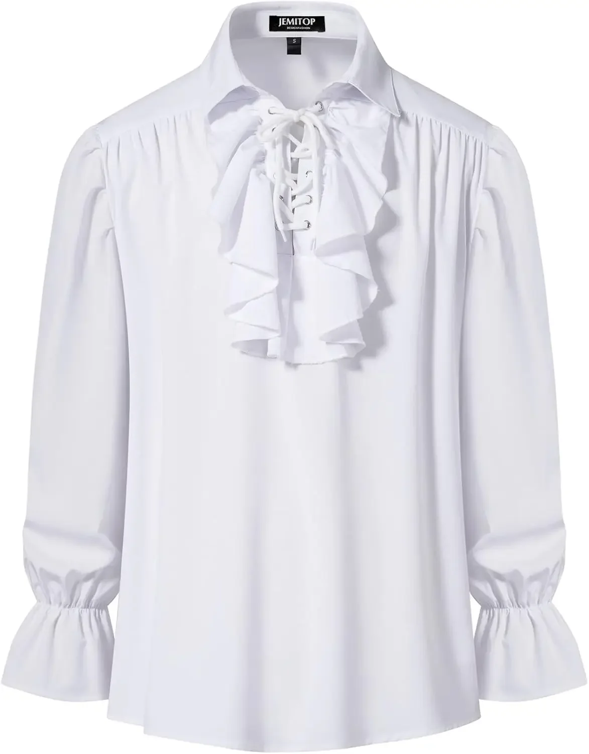 LisdinoJEMITOP 남성용 해적 뱀파이어 러플 셔츠 탄성 커프 시인 빅토리아 시대 스팀펑크 르네상스 중세 코스프레 의상